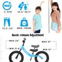 bicystar 14 Inch Toddler Balance Bike for 3-6 Year Old, Real Rubber Air Tires, No Pedal Kids Bike with Adjustable Seat & Handlebar, Footrest, Gift Bike for 3-5 Boys Girls, Black