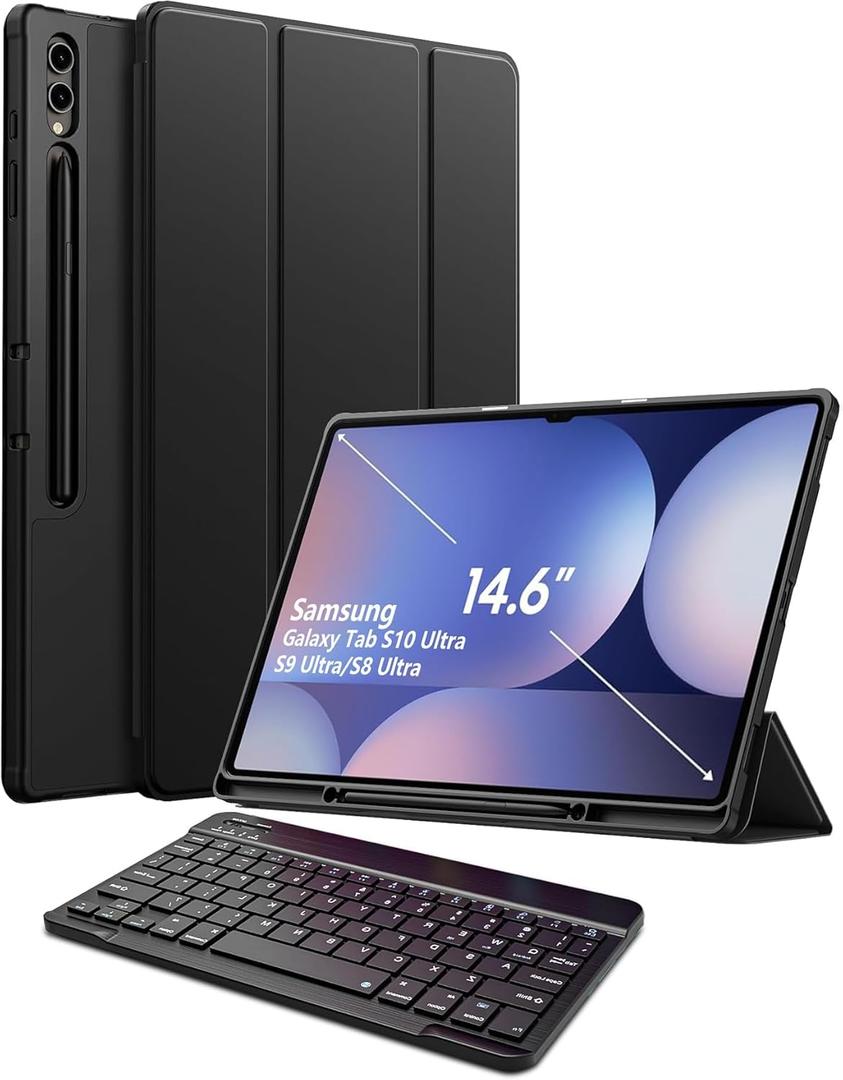 Keyboard for Samsung Galaxy Tablet Case (Black, for S10 Ultra, S11 Ultra 14.6)