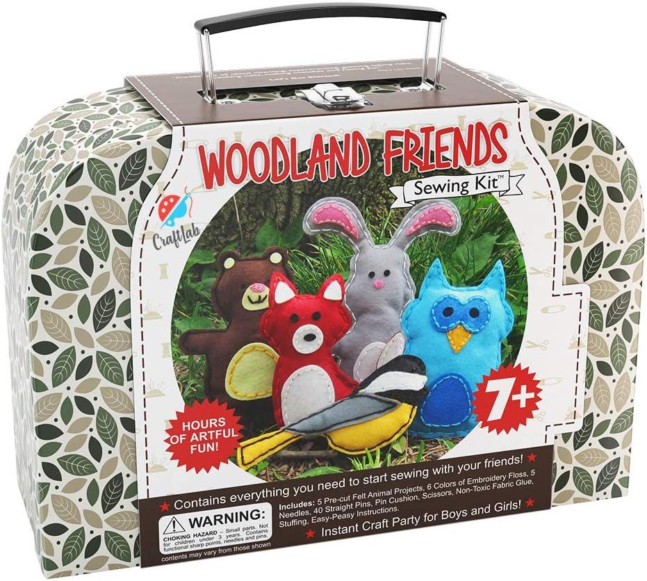 CraftLab Woodland Animals Kids Sewing Kit, Educational Beginner Arts & Crafts Gift for Boys and Girls Ages 7 to 13 DIY Learn to Sew Embroidery