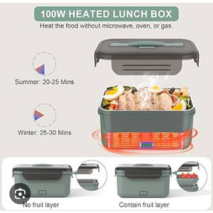 Carsolt Electric Lunch Box Food Heater Upgrade 3 in 1 Portable Food Warmer 100W Leakproof Heated Lunch Box for Adults Car/Truck/Office with 1.8L SS Container Fork Spoon Carry Bag, 12V/24V/110V