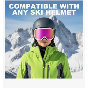 Ski Goggles OTG, Over Glasses Snow/Snowboard Goggles for Men Women Skiing, Anti-Fog, 100% UV Protection