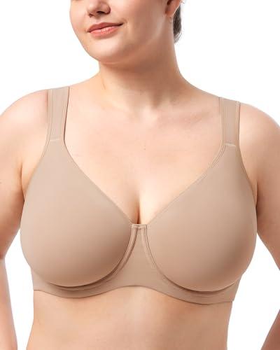 HSIA Bras for Women Minimizer Full Coverage, Plus Size T Shirt Unlined Underwire Smooth Bra, Seamless Cups Joan Ultimate Soft, Size 38DD