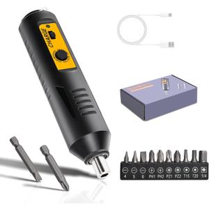 Cordless Screwdriver Rechargeable  Compact Battery Operated Electric Screw Driver with Magnetic Bits, Type-C Charging, 12 Bits & Storage Box  Small Power Screwdriver for DIY & Repairs
