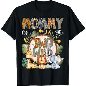 Mommy of The Two Wild Animal Safari 2Nd Birthday Party T-Shirt Small