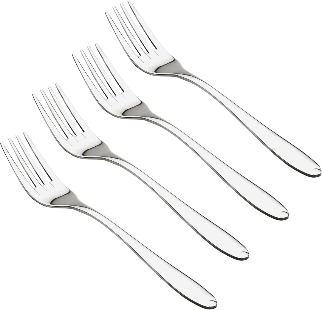 Cuisinox Alpha Pattern Flatware Polished Stainless Steel Silverware Forks, Set of 4 Dinner Forks