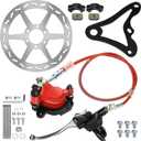 Mini Bike Hydraulic Brake Kit with Rear Brake Caliper Mounting Bracket Replacement for Monster Mega Moto 80cc 105cc MMB80 Minibike GMB100 Coleman RB100 RT100 Parts 180mm Disc Brake Rotor