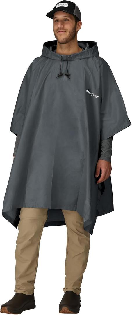 FROGG TOGGS Ultra-lite2 Waterproof, Breathable Rain Poncho, Adult and Youth Sizes (Black, One Size)