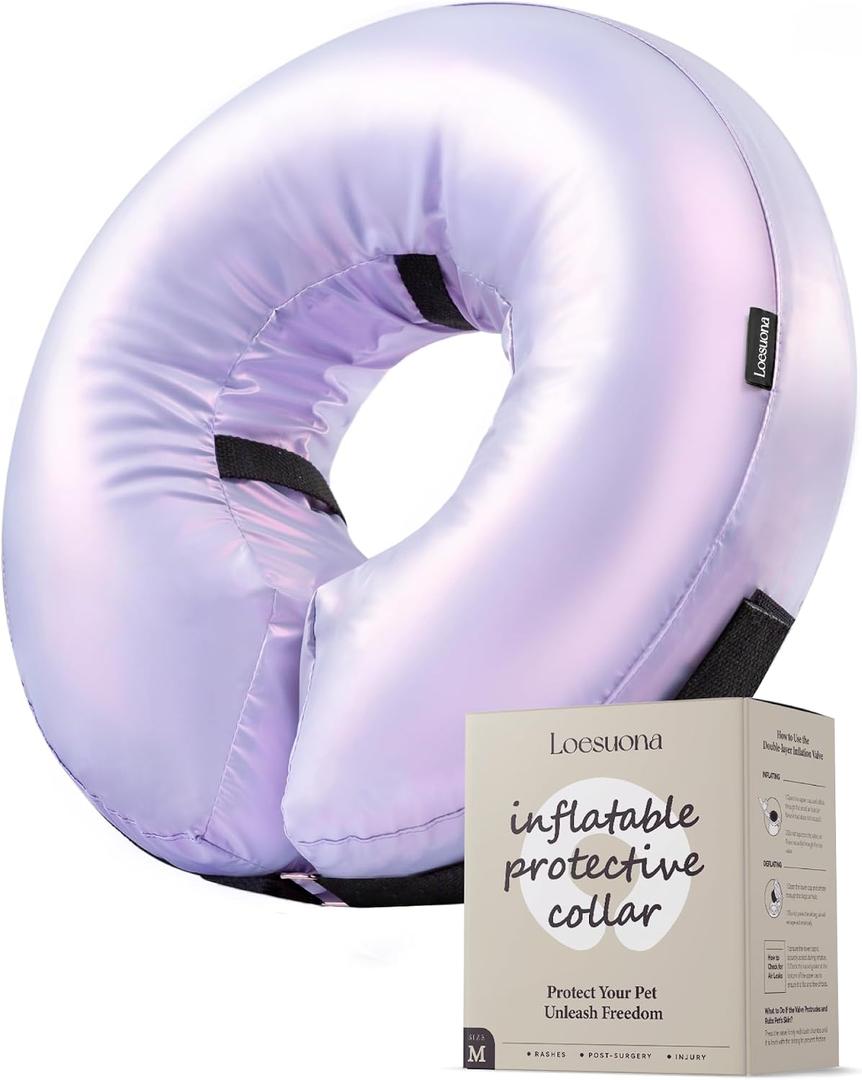 Inflatable Dog Cone Collar - Donut Collar Recovery ECollar Alternative After Surgery - Soft Dog Cone for Dogs, M