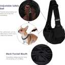 Lukovee Dog Sling Carrier, Hard Bottom Support & Adjustable Soft Padded Shoudler Strap Dog Slings for Small Dogs, Dog Purse with Drawstring Mesh Opening & Zipper Pockets for Puppy Cat Pet (Black)