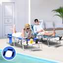 Yestomo 3-in-1 Sun Tanning Chair with Face Holes, Breathable Chaise Lounge Chair Outdoor, 5-Position Recliner, Lay Flat, Folding Side Table, Removable Pillow, Max 330lbs, Beach, Patio, Camping, Blue