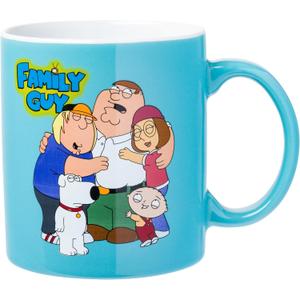 Silver Buffalo Family Guy Ceramic Mug Featuring Peter Griffin, Stewie Griffin, Meg Griffin, Brian Griffin, and Chris Griffin, 20 Ounces (Blue/Multi)