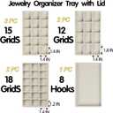 Set of 8 Stackable Jewelry Organizer Trays with 1 Lid for Drawer & Dresser Organizer, Adjustable Velvet Jewelry Box Tray Earring Organizer Necklace Storage Ring Bracelet Display Case (Beige)