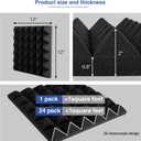 36 Pack Pyramid Acoustic Panels 12" X 12" X 2" Sound Proof Foam Panels with Self-Adhesive Acoustic Foam Panels of High Density Fast Expand Studio Soundproof Wall Panels-Black