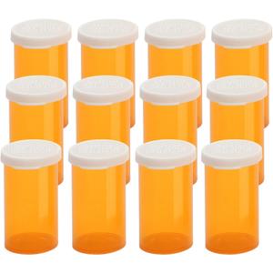 Empty Plastic Pill Bottles with Easy Open Caps (Not Child Resistant), Prescription Medication Vials, Clear Containers Pill Cases Dispenser Organizers (12pcs) (30 Dram)