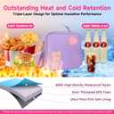 Insulated Nylon Lunch Box for Girls, Kids, and Women-Stylish Purple Preppy Large Lunch Bag with Adjustable Strap and Chenille Letter 'F', Tote for School, Travel, and Picnics-Ideal Preppy Stuff Choice