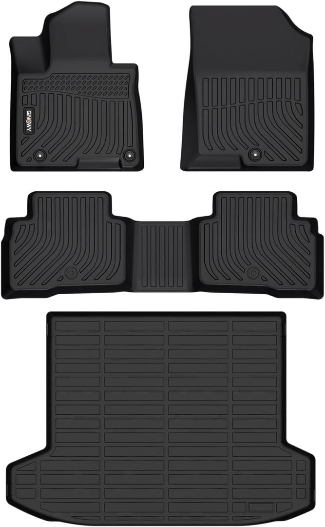 GINOWY-Floor Mats & Cargo Liner for Hyundai Tucson 2022-2025 2026(Only Hybrid), TPE All Weather 2024 Tucson Hybrid Car Mats, Non-Slip Trunk Mat Floor Liners, Waterproof Custom Fit Accessories-Black