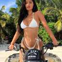 Women's 2 Piece Swimsuit Halter String Bikini Adjustable Bathing Suit (White, S)