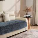 Calming Dogs/Cats Bed Mats, Dog Pad Washable Removable Couch Cover, Plush Long Fur Mat for Pets, Waterproof Lining, Perfect for Dogs and Cats (Dark Gray, 
30"x53")