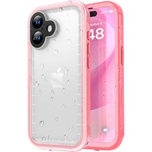 SPORTLINK for iPhone 17 Waterproof Case - Shockproof Dustproof Case with Built-in Screen Protector, Full Body Heavy Duty Sealed Protective Cover for iPhone 17 6.3" Pink/Frosted Clear