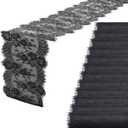 Chumia 12 Pcs Black Lace Table Runners 14 x 120 Inch Rustic Wedding Table Runner Decor Vintage Romantic Black Lace Tablecloth Party Decor for Halloween Engagement Hotel Home(Classic)