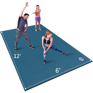 MRO Extra Large Exercise Mat For Home Gym, 6*12 FT(7mm) Workout Mats for Gym Flooring, Non-Slip, Extra Thick Durable Cardio Mat, Ideal for Plyo, Weights, MMA, Jump Rope -Shoe Friendly (Blue, 6*12 FT)