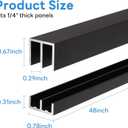 Metal Sliding Door Track Set for 1/4" Thick Panels Glass Cabinet Door Window Sliding Track, Size 48 x 0.79 inches (Black)