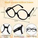 36Pcs Wizard Theme Party Favors - Wand Pencils Wizard Glasses with No Lenses Lightning Bolt Scar Temporary Tattoo for Teen Kid Student Magic Birthday Party Favors Halloween Decor School Rewards Black
