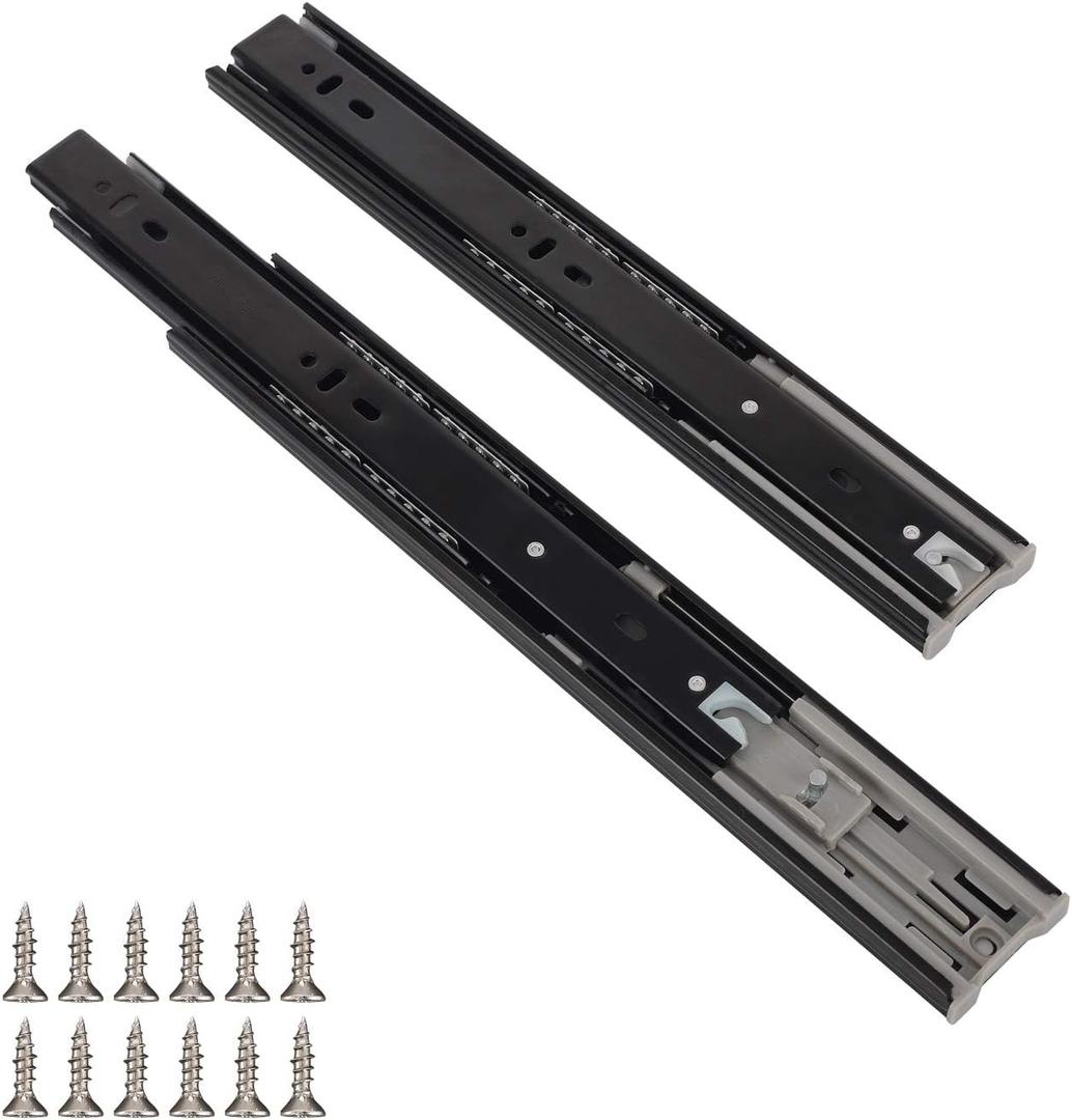 2 Pair Full Extension Drawer Slides Black,10 Inch Soft Close Full Extension Ball Bearing Side Mount Heavy Duty Drawer Slides,100 lb Load Capacity Runner