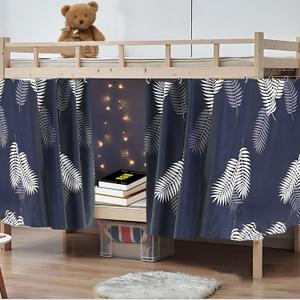 2 PCS Palm Leaf Bunk Bed Curtains Dorm Privacy Cover Decor Dustproof Blackout, 78"L x 1.5"W x 43"H