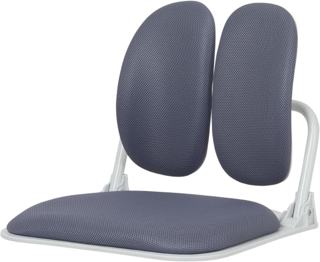 Premium Dual-Backrests Made in Korea Ergonomic Floor Chair with Back Support - Meditation Chair, Floor Gaming Chair, Reading Chair, Floor Chairs for Adults, Foldable Chair (Grey)