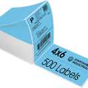 Spartan Industrial - 4" X 6" Blue Direct Thermal Fanfold Labels (500 Count, 1 Stack) - Printable Postage Shipping Labels, Package Identification - Compatible with Zebra and Rollo Printers