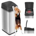 iTouchless 13 Gallon Sensor Trash Can 2.0  Touchless Lid, Dog-Proof Lock, Odor Filter, Stainless Steel, Battery or Plug-in, for Kitchen, Home, or Office