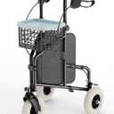 HOMLAND 3 Wheel Walkers for Seniors, FSA/ HSA Eligible Foldable Wheeled Rollator Walker with Wire Basket and Tray, Lightweight Three Wheel Rolling Walker Height Adjustable for Seniors
