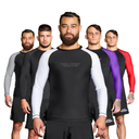 Elite Sports Men's Jiu Jitsu BJJ Rash Guard, Long Full Sleeve Compression Shirt for Sports Nogi Training Black and White M