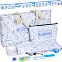 TIASUSAN American Mahjong Tile Set with160 Engraved Mahjong Tiles(1.2", Light Blue), Mahjong Bag, Racks and Accessories.