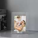 Crystal Wedding Frame 5x7Inch of Keepsake Photo Frames, Crystal Picture Frames with Embossed Design, Tabletop Display Decor Frame(Fit 5x7 Max Photos), Comes with Gift Box