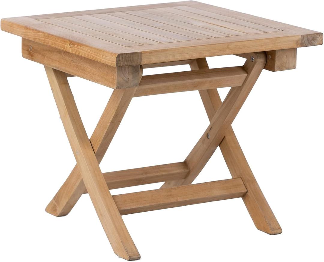 Teak Wood Folding 20-Inch Outdoor Coffee Table - Perfect for Camping & Outdoor Entertaining - Ideal for Backyard, Front Porch, Balcony (Square)