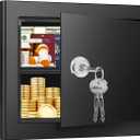1.3 Cubic Feet Fireproof Safe Box with Key Lock, Hidden Steel Security Box with Removable Shelf for Cash, Jewelry, Passports and Medications, Personal Safes for Home/Office, 9.84"D x 13.78"W x 9.84"H