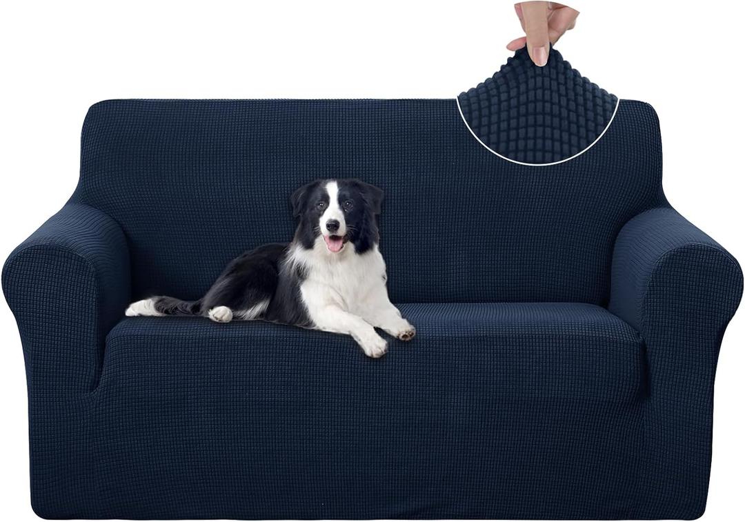 U-NICE HOME Loveseat Cover Stretch Couch Cover Sofa Cover Sofa Slipcover Furniture Protector for 2 Cushion Couch Sofa Pet Friendly(Loveseat, Navy)