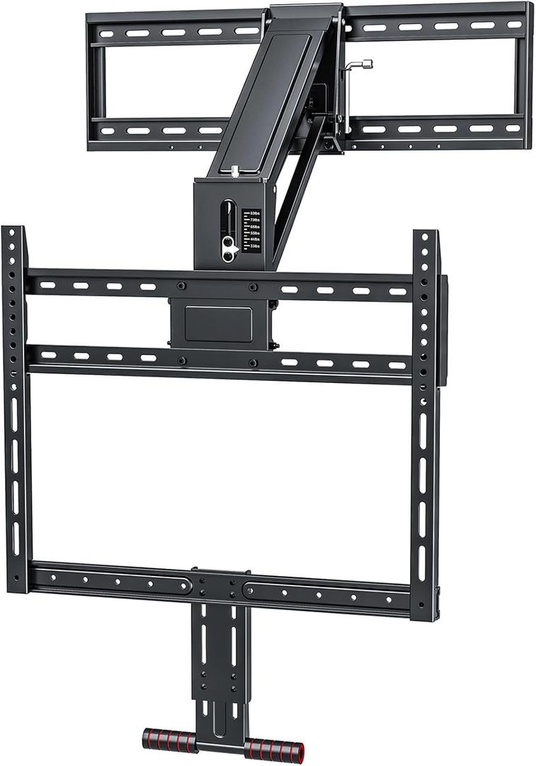 Pull Down TV Mount for Fireplace, Height Adjustable for Most 43-80 Inch TVs, Max VESA 600x400mm up to 80lbs, Full Motion Articulating Above Mantle Installation