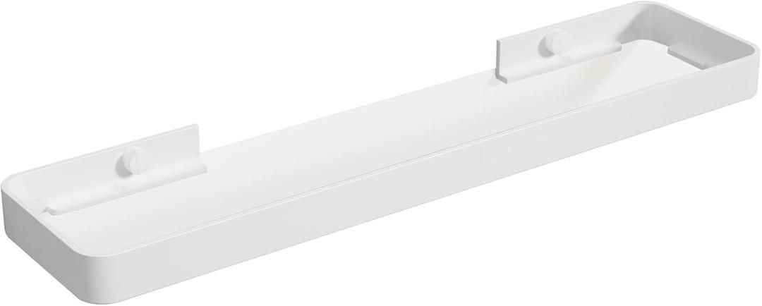 Danpoo 20 Inch Long Floating Shelf White, Clear Tempered Glass Wall Shelf - Spacious and Stylish Storage for Your Home