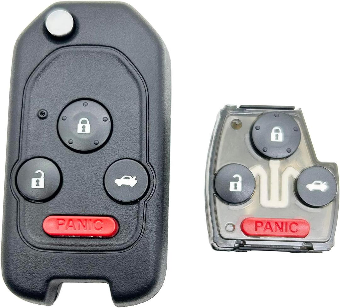 Modified Folding Flip Replacement Key Fob Cover fit for Honda 2003-2012 Accord 2005-2010 Civic 2005 2006 CR-V Pilot Ridgeline Odyssey CR-Z Fit Key Fob Shell (3+1 Buttons )