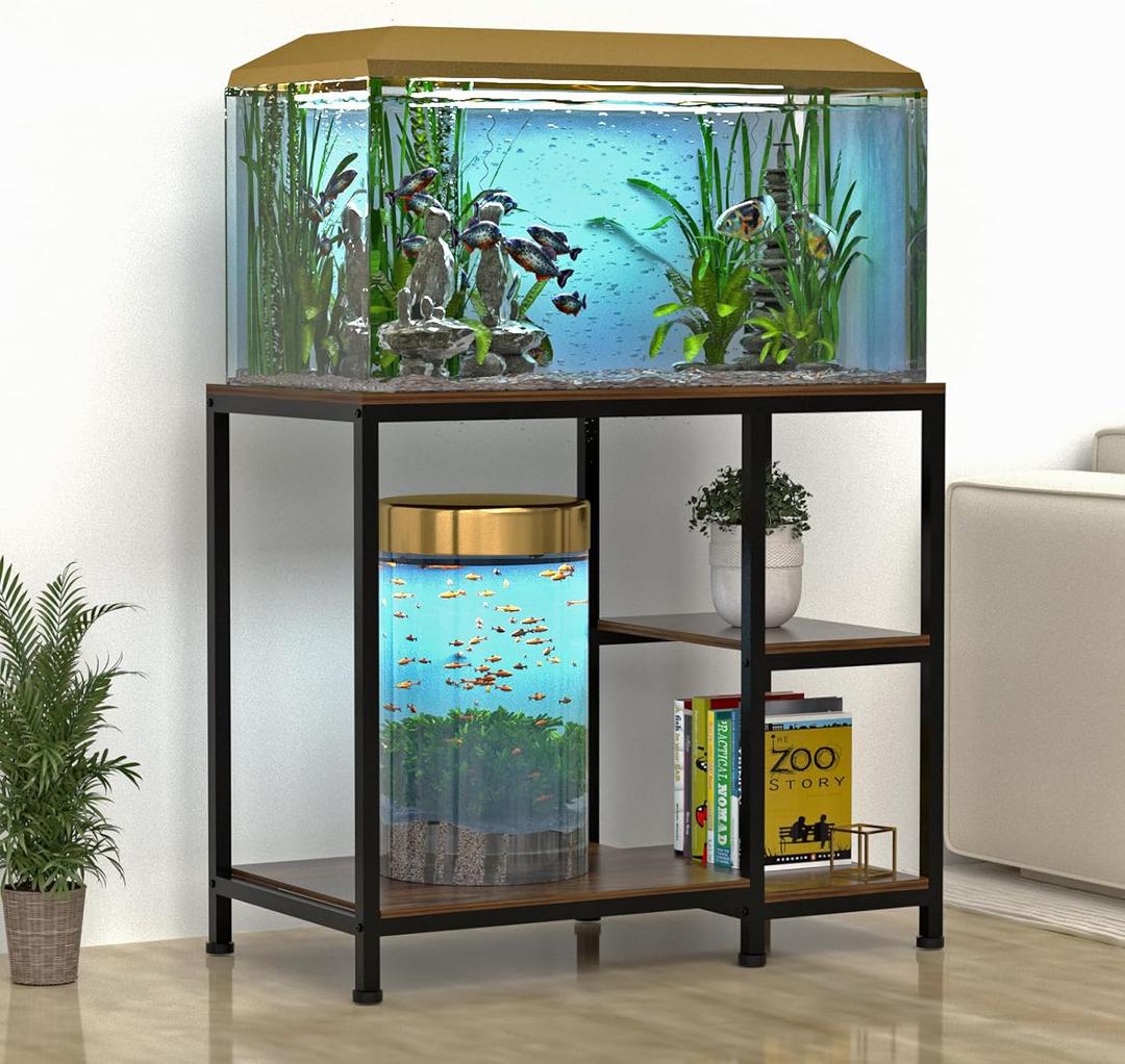 Fish Tank Stand for 40 Gallon, Wood Aquarium Stand with Shelves for Fish Tank Accessories Storage, 660LBS Capacity (Rustic Brown)