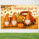 2 x Fall Gnome Backdrop Happy Fall Yall Pumpkin Red Truck Autumn Harvest Banner Sunflower Cotton Background 71x43 Inches Rustic Farmhouse Thanksgiving Indoor Outdoor Party Decoration