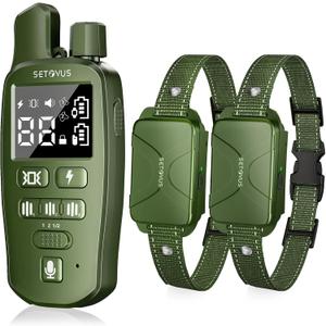 Dog Shock Collar for 2 Dogs, 4500FT Dog Training Collar Rechargeable Electric Collar with Recording & Calling & Vibration & Shock for All Breeds (Green)