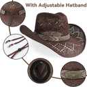 WQWOVRVO Cowboy Hat,Cowgirl Hat,Cowboy Hats for Women/Mens/Straw Wide with Shapeable Brim Western Cowboy Hat for Womens (Brown)