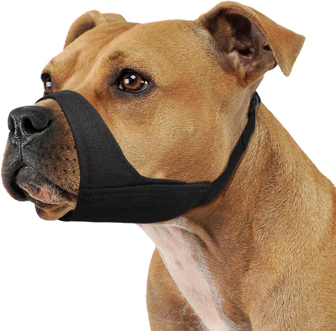 Mayerzon Pitbull Muzzle, Soft Muzzle for American Bully Bulldog Boxers Rottweilers, Anti Fierce Barking Biting Chewing Mouth Guard for Medium Large Short Snout Dogs in Grooming Walking Vet Visits