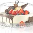 AVLA Acrylic Cake Plate with Dome, 13 Inch Cake Stand with Cover, Diamond Pattern Serving Platter with Lid for Display, Party, Entertaining, Diamond Shaped Handle