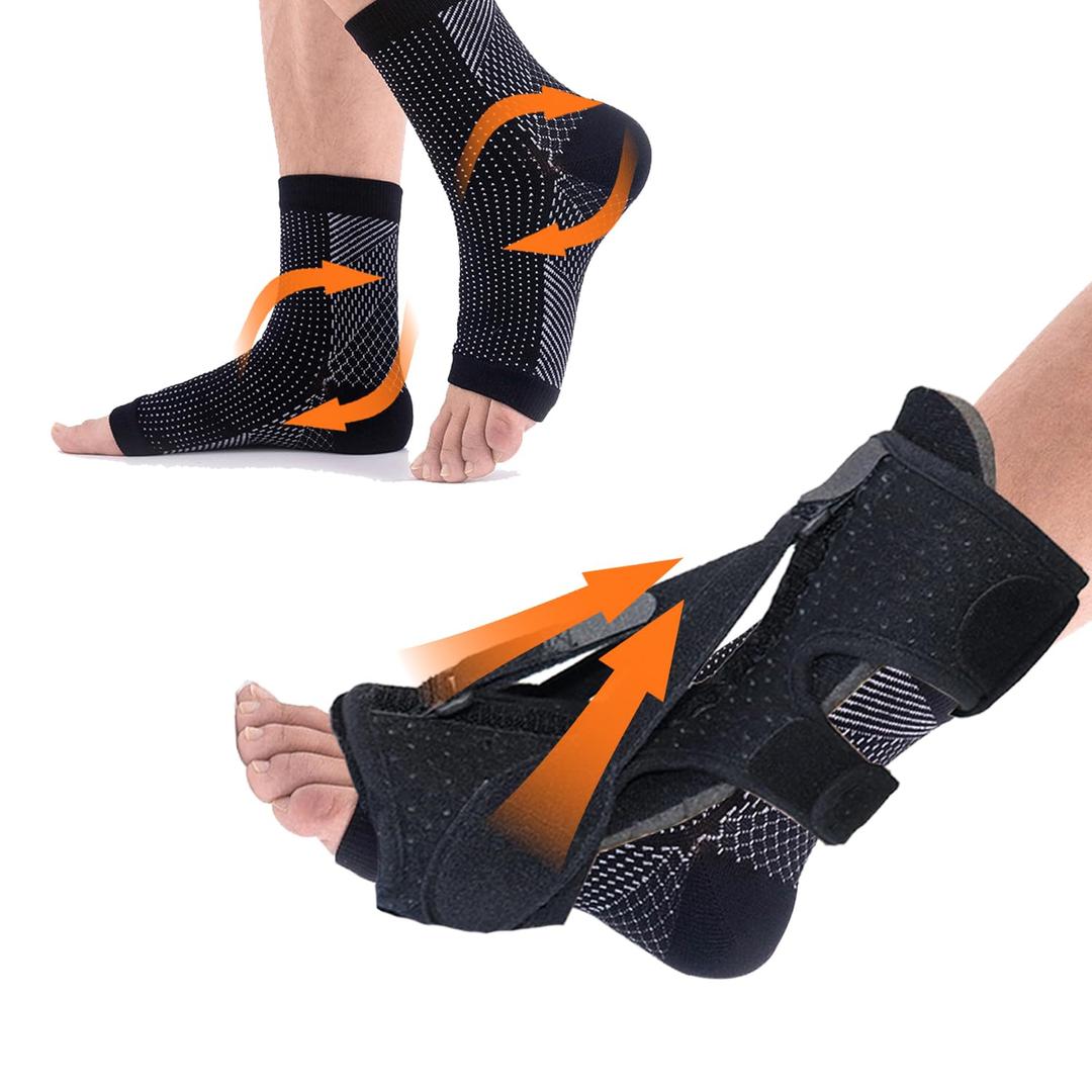 Plantar Fasciitis Night Splint,Upgrade 3 Adjustable Plantar Fasciitis Relief Brace,Adjustable Aluminum Bar Inside,for Pain Relief Fasciitis,Achilles Tendonitis (With Plantar Fasciitis Socks)