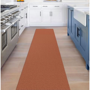 Runners for Hallways 2x8 ft Washable Kitchen Runner Non Slip Rubber Backed Hall Runners Cotton Entryway Runner Rugs Floor Carpet for Indoor Backdoor Bedroom Kitchen, Orange/Tan